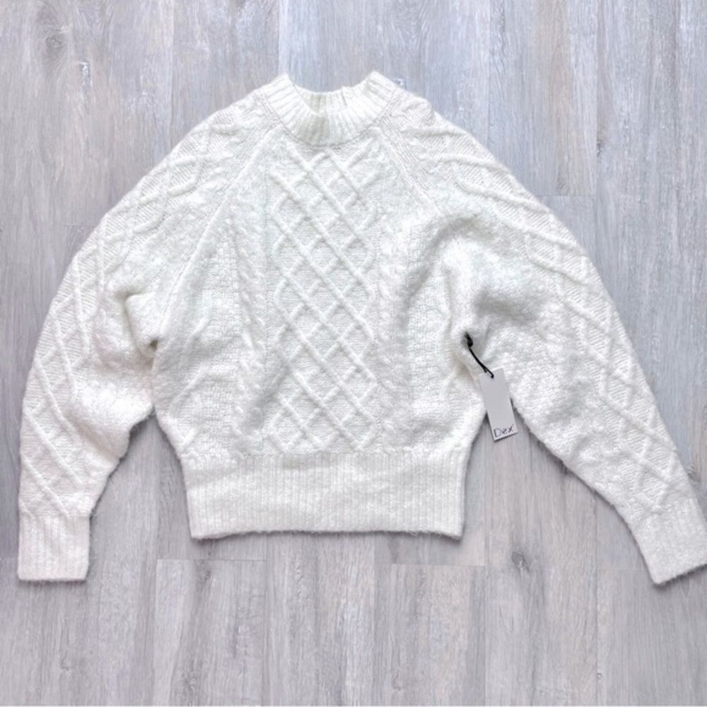 White Cable Knit Sweater S